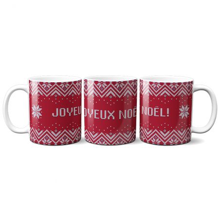 Pack Bonnet Père Noël + Mug rouge aux motifs de Noël - Idée cadeau idéal pour les fêtes de fin d'année