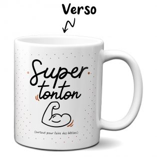 Mug à café Super Tonton - Cadeau pour Anniversaire de son oncle ou Noël - Mug cadeau rigolo Tonton - 33 cL, Céramique