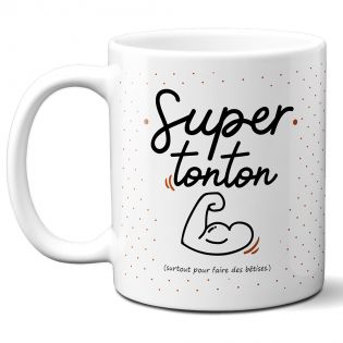 Mug à café Super Tonton - Cadeau pour Anniversaire de son oncle ou Noël - Mug cadeau rigolo Tonton - 33 cL, Céramique