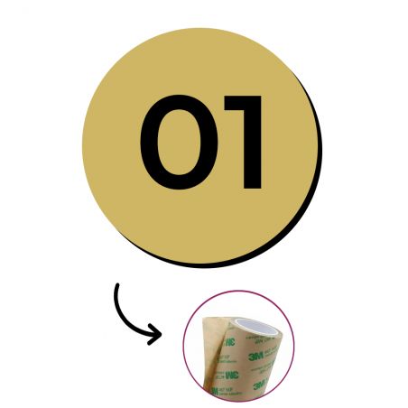 Lot de 10 Numéros de table Adhésifs Or pour Restaurant , PVC - Format rond Ø 3 cm - Épaisseur 1,5 mm