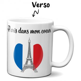 Mug en céramique blanc personnalisé avec Texte| Paris