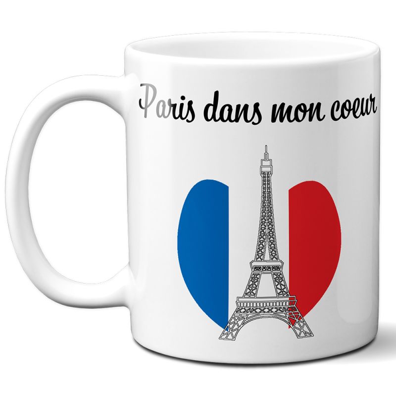 Mug en céramique blanc personnalisé avec Texte| Paris