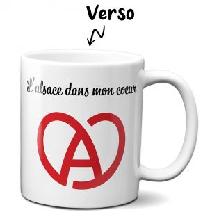 Mug Région Alsace dans mon cœur - Tasse cadeau Symbole Alsacien - 33 cL, Céramique - Imprimé en France