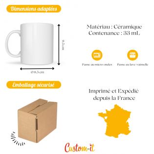 Mug Région Alsace dans mon cœur - Tasse cadeau Symbole Alsacien - 33 cL, Céramique - Imprimé en France
