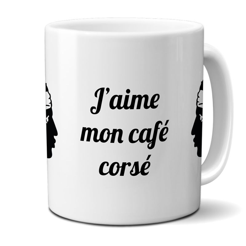 Mug en céramique blanc personnalisé avec Texte | Tête de Maure Corse