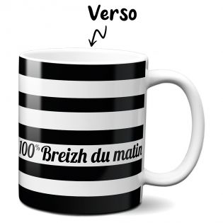Mug 100% Breizh du matin - Tasse cadeau symbole Breton - 33 cL, Céramique - Imprimé en France