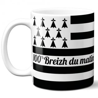 Mug en céramique blanc personnalisé avec Texte | Drapeau Breton