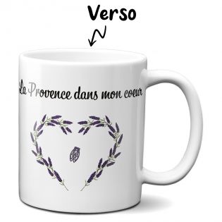 Mug 100% La Provence dans mon cœur - Tasse cadeau symbole Provençal - 33 cL, Céramique - Imprimé en France