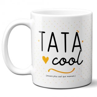 Mug pour Tata Cool - Cadeau pour Tatie - Tasse cadeau Anniversaire ou Noël - 33 cL, Céramique - Imprimé en France