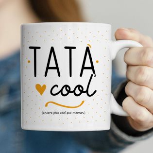 Mug pour Tata Cool - Cadeau pour Tatie - Tasse cadeau Anniversaire ou Noël - 33 cL, Céramique - Imprimé en France