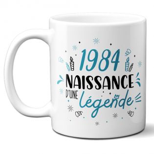 Mug anniversaire 1984 - Naissance d'une légende - 33 cl, céramique - Imprimé en France