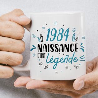 Mug anniversaire 1984 - Naissance d'une légende - 33 cl, céramique - Imprimé en France