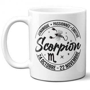 Mug signe astrologique Scorpion - 33 cl, céramique - Imprimé en France