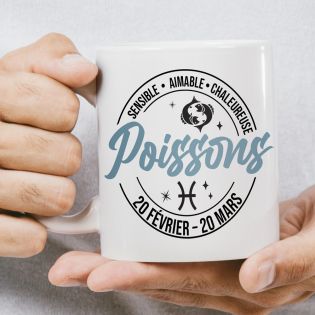 Mug signe astrologique Poisson - 33 cl, céramique - Imprimé en France