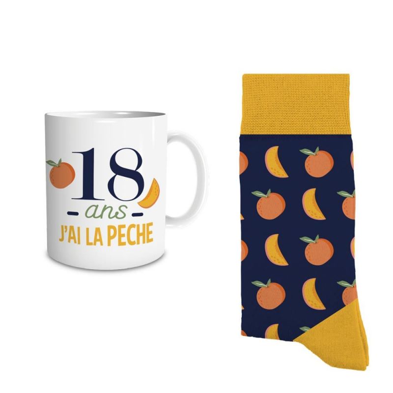 Coffret Mug Chaussettes Anniversaire 18 ans Homme