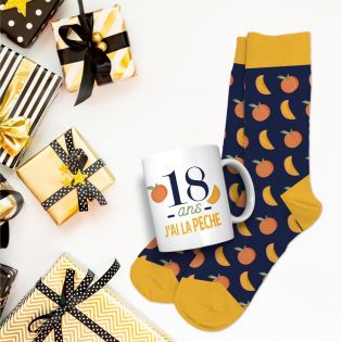 Coffret Mug Chaussettes Anniversaire 18 ans Homme