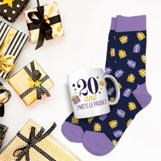 Coffret Mug Chaussettes 20 Ans - Cadeau Festif et Confortable