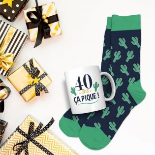 Coffret Cadeau Mug avec Chaussettes 40 ans Homme - anniversaire