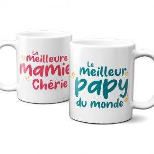 Lot de 2 mugs pour Papy et Mamie | Idée cadeau grands-parents | Céramique, 33 cL