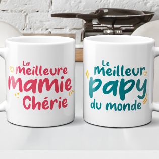 Lot de 2 mugs pour Papy et Mamie | Idée cadeau grands-parents | Céramique, 33 cL