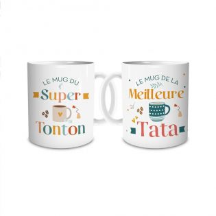 Coffret Duo Mugs en céramique Tonton et Tata, 33 cl