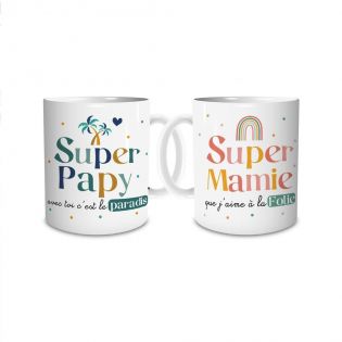 Coffret Duo Mugs en céramique Papy et Mamie, 33 cl