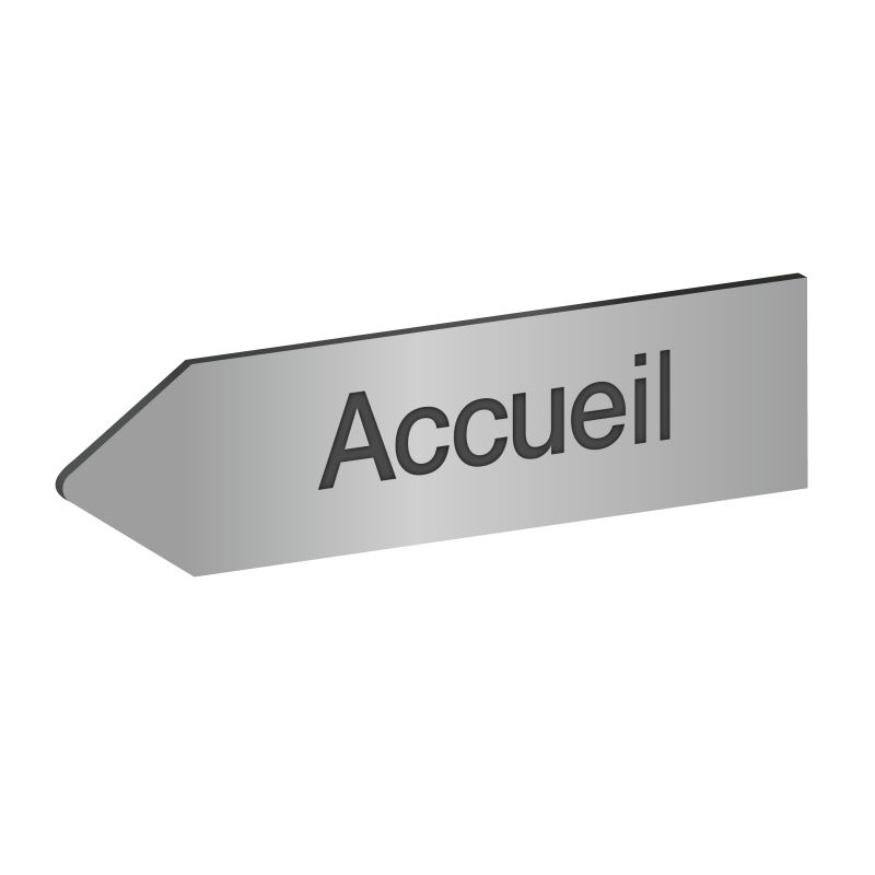 Panneau flèche directionnelle gauche personnalisable - Couleur argent brossé Panneau flèche directionnelle gauche personnalisable - Couleur argent brossé