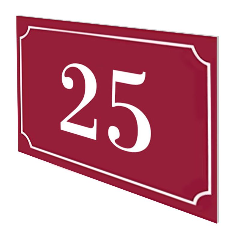 Numéro de maison / rue gravé et personnalisé couleur bordeaux chiffres blancs - Signalétique extérieure Numéro de maison / rue gravé et personnalisé couleur bordeaux chiffres blancs - Signalétique extérieure