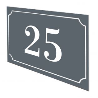 Numéro de maison / rue gravé et personnalisé couleur gris chiffres blancs