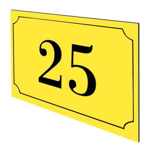 Numéro de maison / rue gravé et personnalisé couleur jaune chiffres noirs - Signalétique extérieure