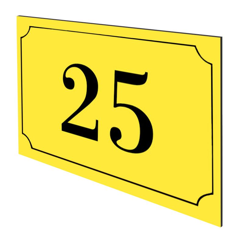 Numéro de maison / rue gravé et personnalisé couleur jaune chiffres noirs - Signalétique extérieure Numéro de maison / rue gravé et personnalisé couleur jaune chiffres noirs - Signalétique extérieure