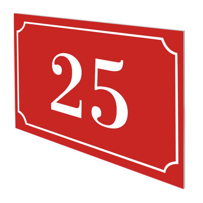 Numéro de maison / rue gravé et personnalisé couleur rouge chiffres blancs - Signalétique extérieure Numéro de maison / rue gravé et personnalisé couleur rouge chiffres blancs - Signalétique extérieure