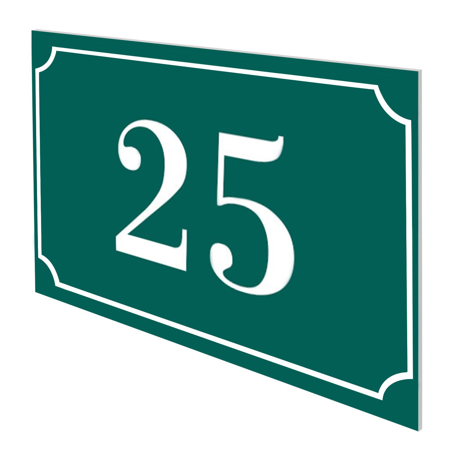 Numéro de maison / rue gravé et personnalisé couleur vert foncé chiffres blancs - Signalétique extérieure