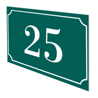 Numéro de maison / rue gravé et personnalisé couleur vert foncé chiffres blancs - Signalétique extérieure