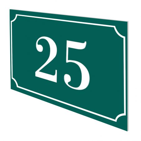 Numéro de maison / rue gravé et personnalisé couleur vert foncé chiffres blancs - Signalétique extérieure