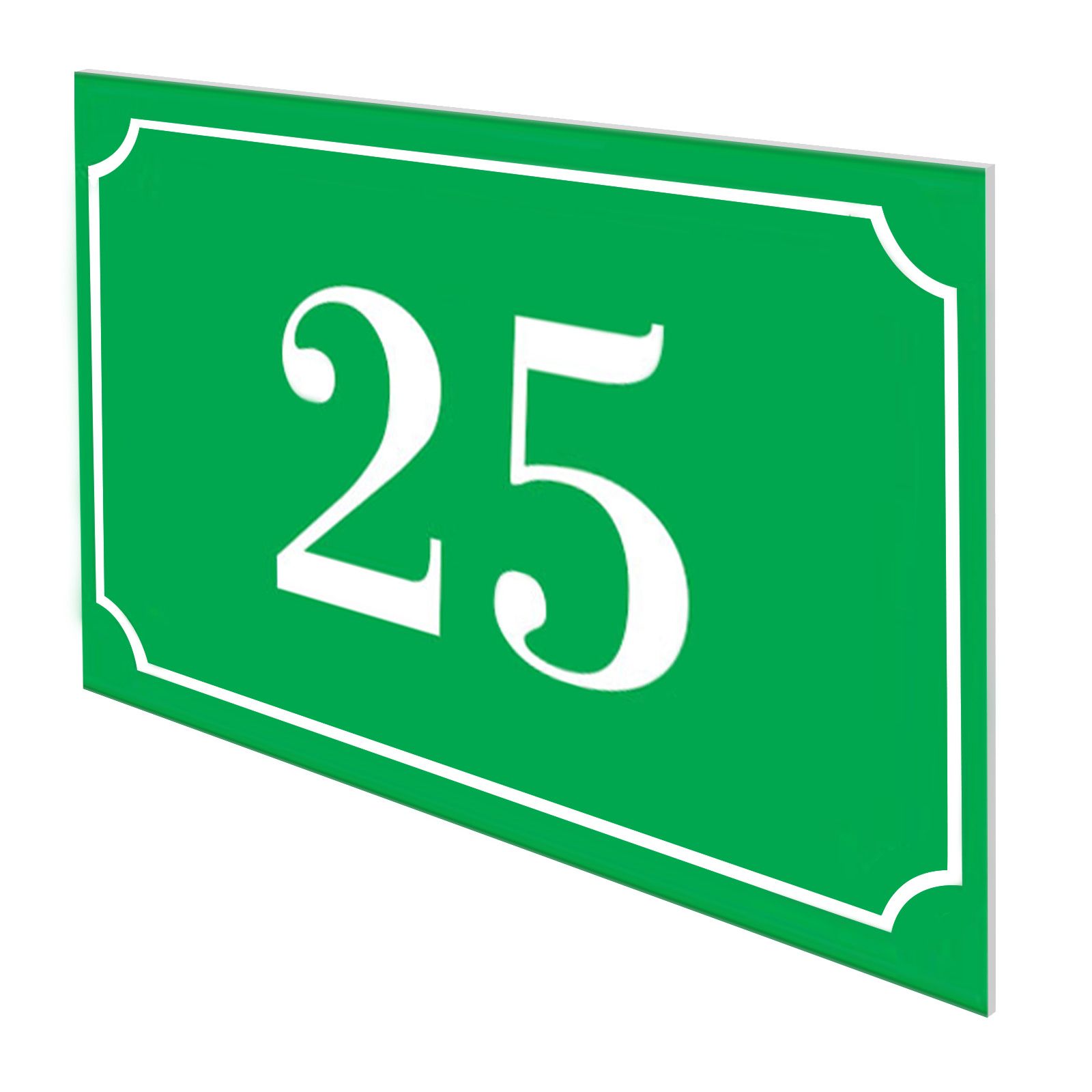 Numéro de maison / rue gravé et personnalisé couleur vert pomme chiffres blancs - Signalétique extérieure