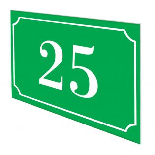 Numéro de maison / rue gravé et personnalisé couleur vert pomme chiffres blancs