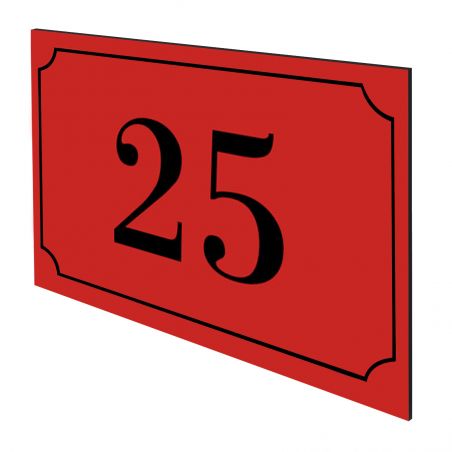 Numéro de maison / rue gravé et personnalisé couleur rouge chiffres noirs