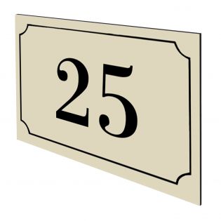 Numéro de maison / rue gravé et personnalisé couleur beige chiffres noirs - Signalétique extérieure