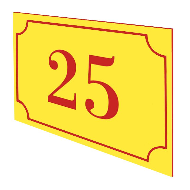 Numéro de maison / rue gravé et personnalisé couleur jaune chiffres rouges - Signalétique extérieure Numéro de maison / rue gravé et personnalisé couleur jaune chiffres rouges - Signalétique extérieure
