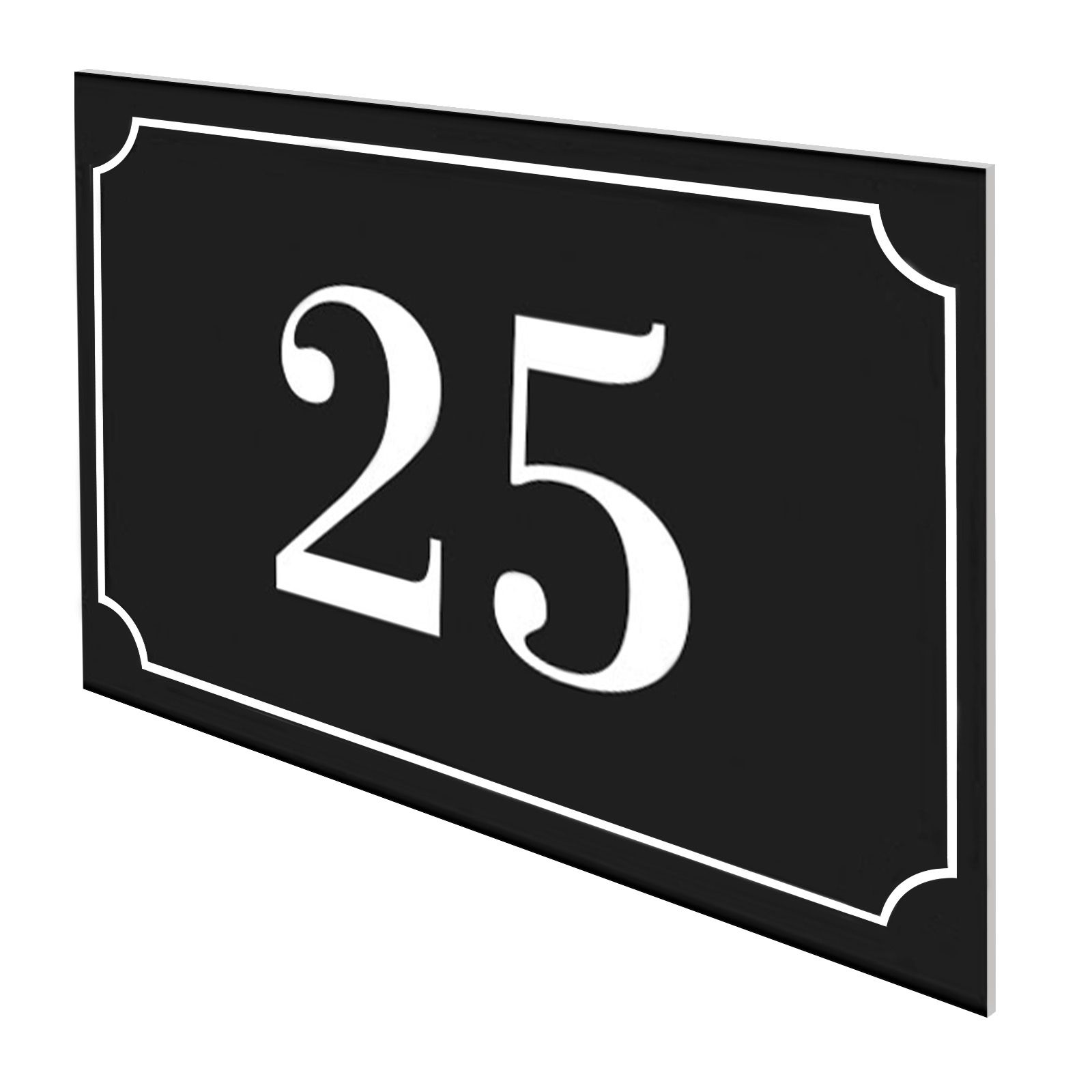 Numéro de maison / rue gravé et personnalisé couleur noir chiffres blancs - Signalétique extérieure