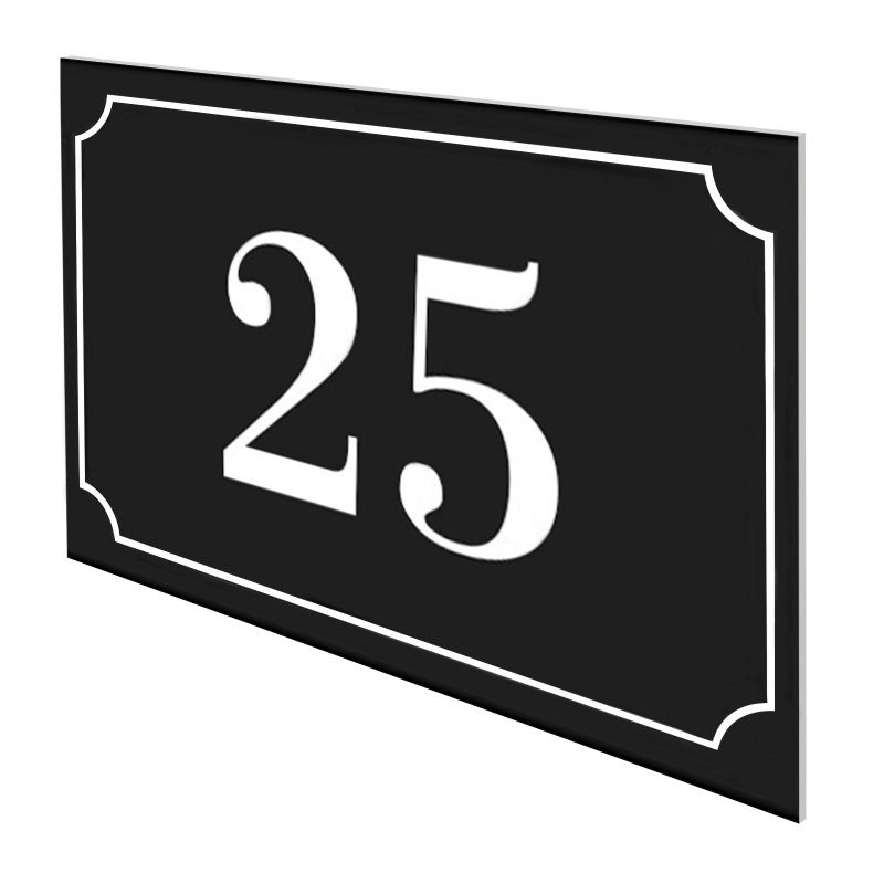 Numéro de maison / rue gravé et personnalisé couleur noir chiffres blancs - Signalétique extérieure Numéro de maison / rue gravé et personnalisé couleur noir chiffres blancs - Signalétique extérieure
