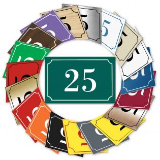 Numéro de maison / rue gravé et personnalisé couleur jaune chiffres noirs - Signalétique extérieure