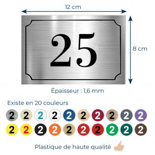 Numéro de boite aux lettres personnalisé gravure laser couleur argent chiffres noirs - Numero de maison exterieur