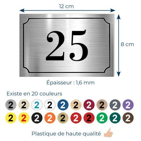Numéro de boite aux lettres personnalisé gravure laser couleur argent chiffres noirs - Numero de maison exterieur