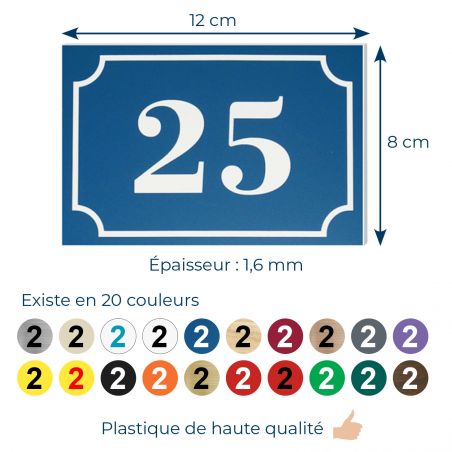 Numéro de boite aux lettres personnalisé gravure lasercouleur bleu chiffres blancs - Numero de maison exterieur
