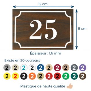 Numéro de boite aux lettres personnalisé gravure laser couleur effet bois foncé chiffres blancs - Numero de maison exterieur