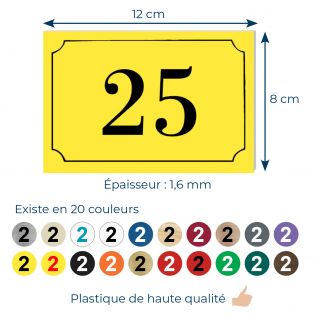 Numéro de maison / rue gravé et personnalisé couleur jaune chiffres noirs - Signalétique extérieure