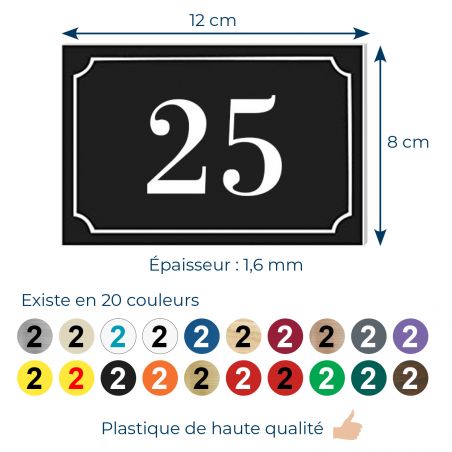 Numéro de boite aux lettres personnalisé gravure lasercouleur noir chiffres blancs - Numero de maison exterieur