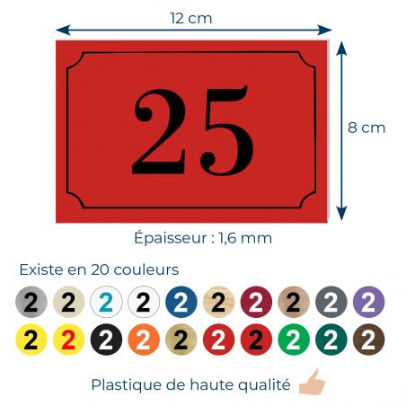 Numéro de boite aux lettres personnalisé gravure laser rouge chiffres noirs - Numero de maison exterieur